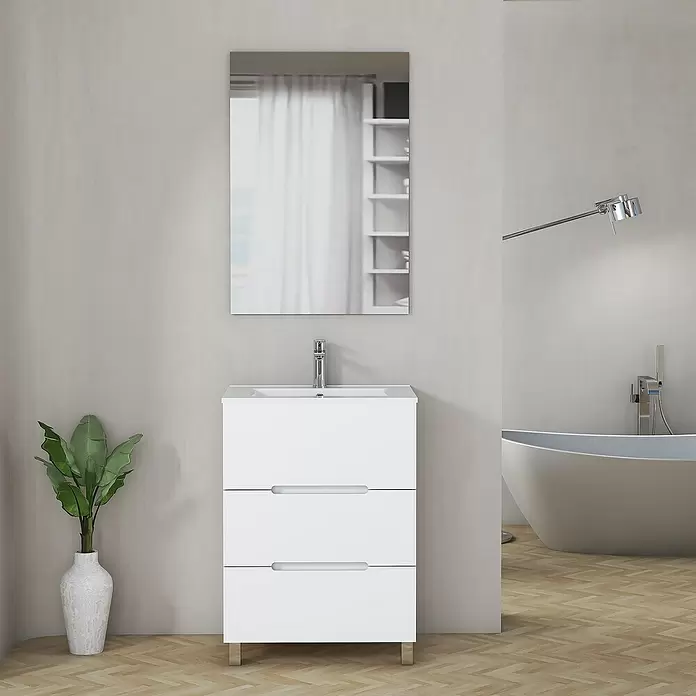 Mueble de lavabo Lanza - L x An x Al: 44,6 x 60 x 83,3 cm, Blanco - Foto ambiente