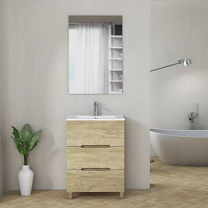 Mueble de lavabo Lanza - L x An x Al: 44,6 x 60 x 83,3 cm, Nature - Foto ambiente