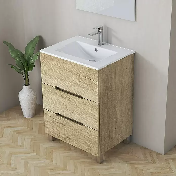 Mueble de lavabo Lanza - L x An x Al: 44,6 x 60 x 83,3 cm, Nature - Foto ambiente