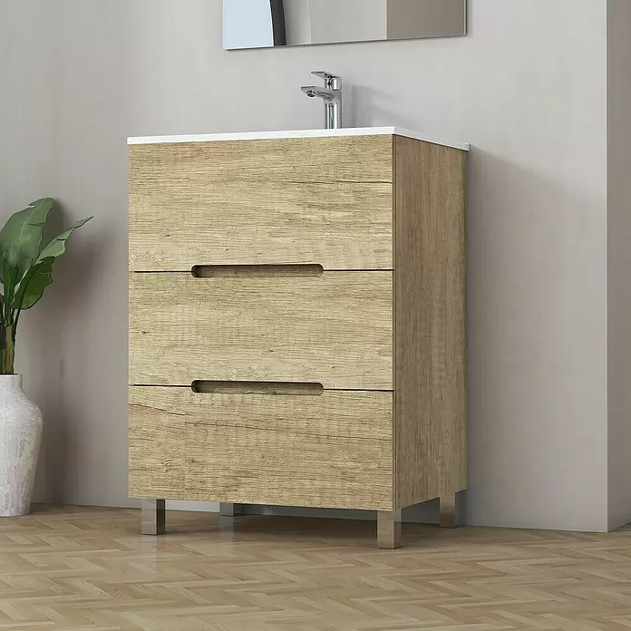 Mueble de lavabo Lanza - L x An x Al: 44,6 x 60 x 83,3 cm, Nature - Foto ambiente