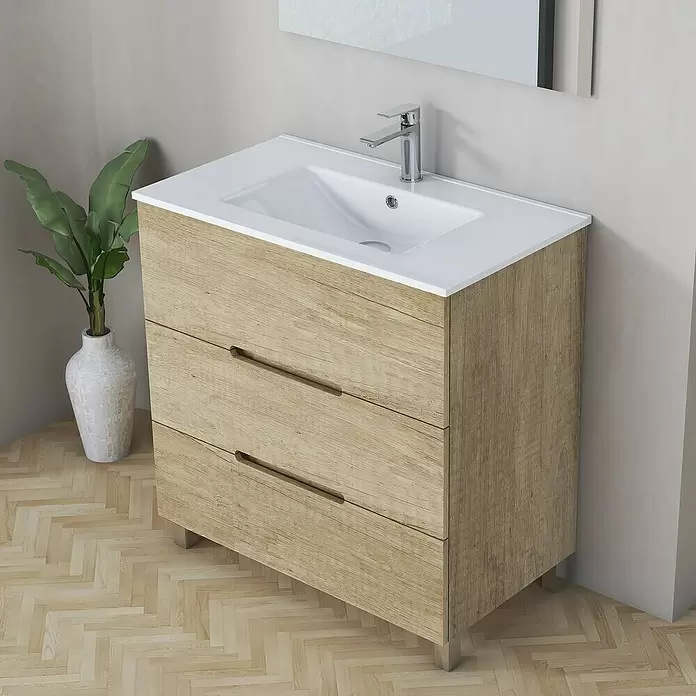 Mueble de lavabo Lanza - L x An x Al: 38,6 x 80 x 83,3 cm, Nature - Foto ambiente