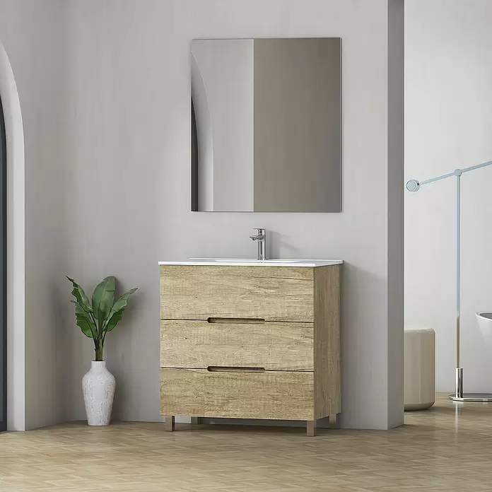 Mueble de lavabo Lanza - L x An x Al: 38,6 x 80 x 83,3 cm, Nature - Foto ambiente