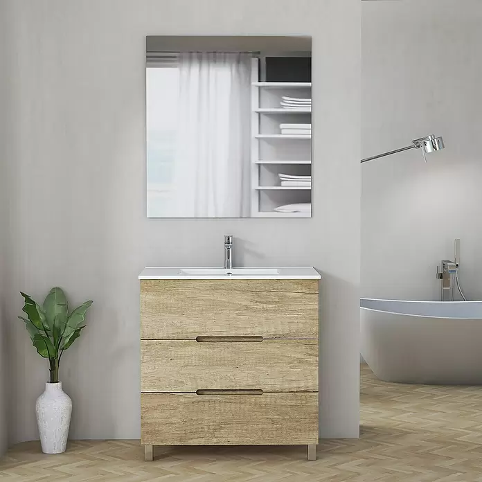 Mueble de lavabo Lanza - L x An x Al: 38,6 x 80 x 83,3 cm, Nature - Foto ambiente
