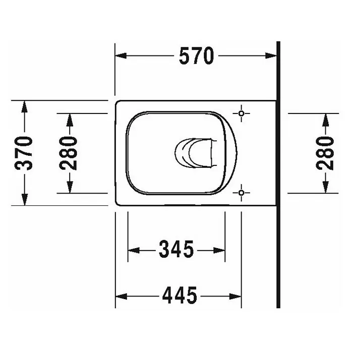Duravit Vero Air Wand-WC Typ 1 - Spülrandlos, Mit schmutzabweisender Glasur, Spülform: Tief, WC Abgang: Waagerecht, Weiß - Skizze