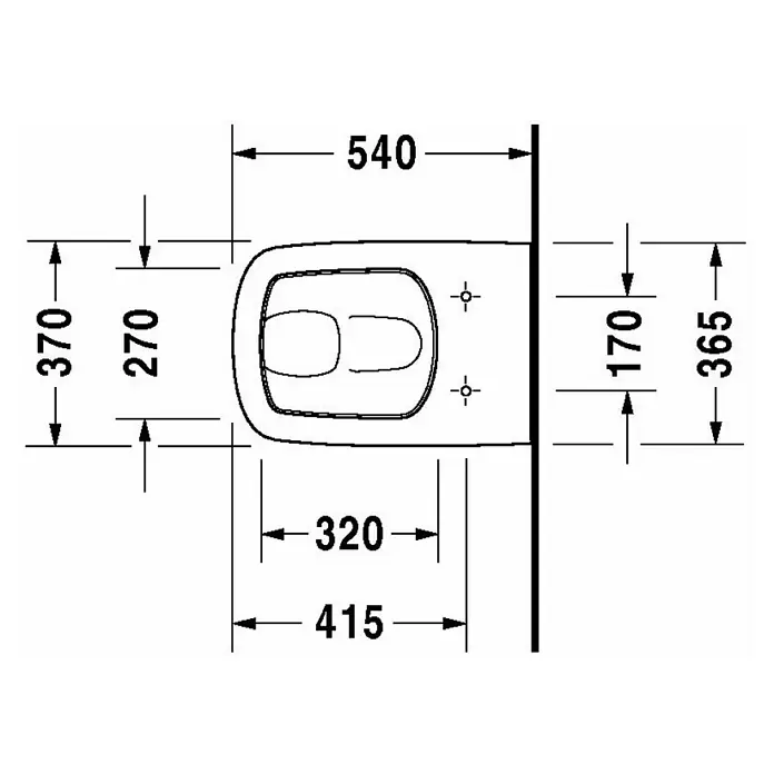 Duravit DuraStyle Wand-WC - Spülrandlos, Mit schmutzabweisender Glasur, Spülform: Flach, WC Abgang: Waagerecht, Weiß - Skizze