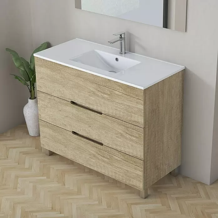 Mueble de lavabo Lanza - L x An x Al: 38,6 x 100 x 83,3 cm, Nature - Foto ambiente