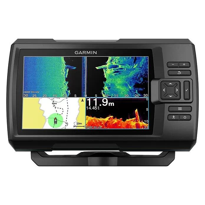Garmin Fishfinder Striker Vivid 7sv - Geber: GT52 Geber, Bildschirmtyp: WVGA-Farbdisplay - Vorderansicht