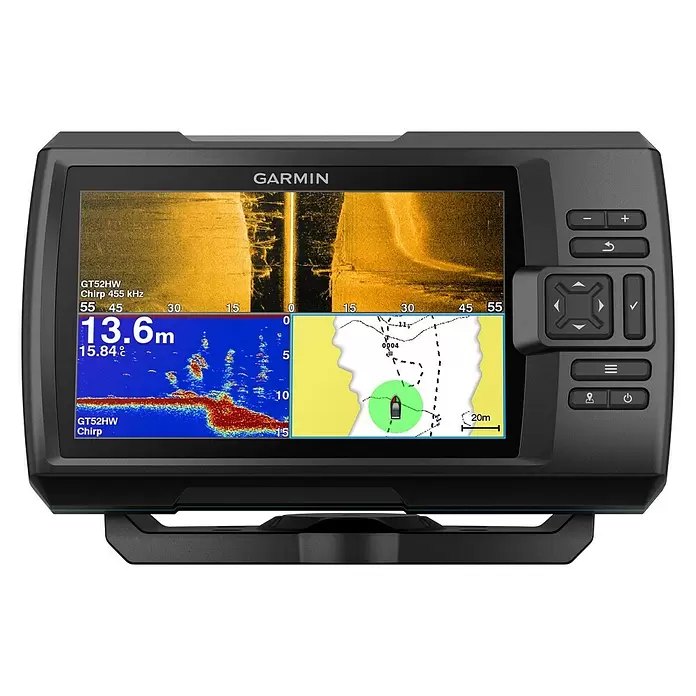 Garmin Fishfinder Striker Vivid 7sv - Geber: GT52 Geber, Bildschirmtyp: WVGA-Farbdisplay - Vorderansicht