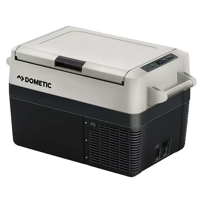 Elektrokühlbox - 34 l, L x B x H: 39,8 x 71,5 x 40,7 cm, Dunkelgrau/Weiß - Diagonale Ansicht