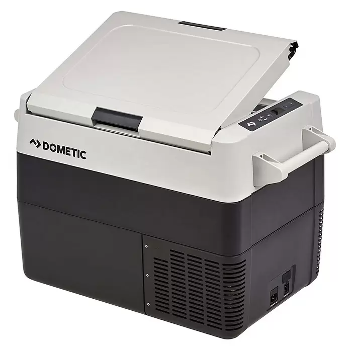 Elektrokühlbox - 44 l, Dunkelgrau/Weiß - Diagonale Ansicht