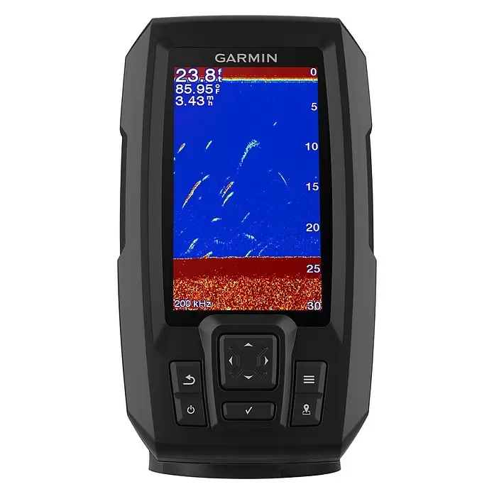 Garmin Fishfinder Striker Plus 4 - Geber: Garmin Dual-Beam Geber, Bildschirmtyp: WVGA-Farbdisplay - Vorderansicht