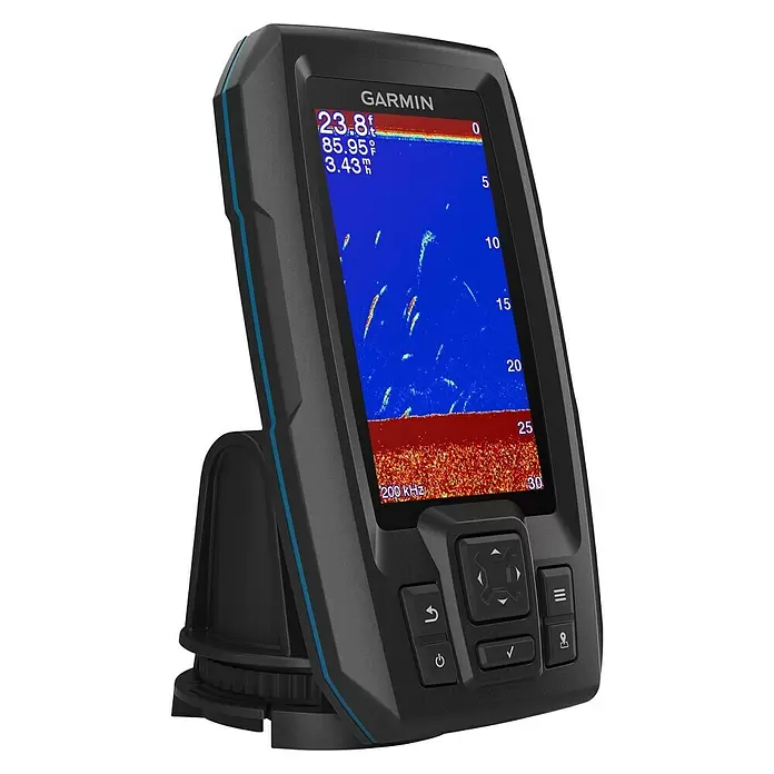 Garmin Fishfinder Striker Plus 4 - Geber: Garmin Dual-Beam Geber, Bildschirmtyp: WVGA-Farbdisplay - Diagonale Ansicht