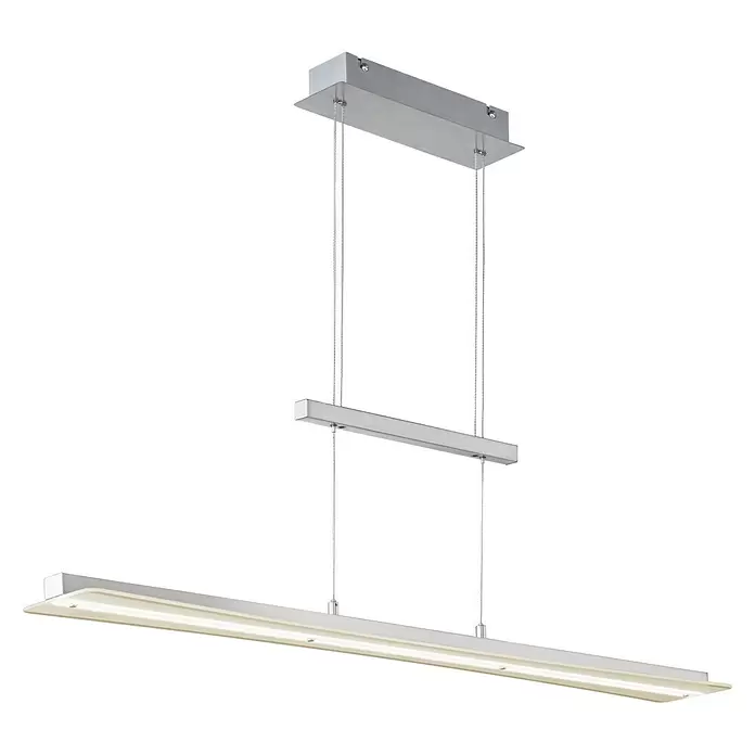 Reality Leuchten LED-Pendelleuchte Smash - 18 W, L x B x H: 12 x 100 x 150 cm, Nickel - Diagonale Ansicht