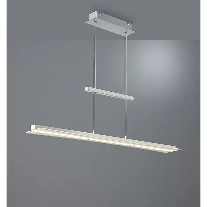 Reality Leuchten LED-Pendelleuchte Smash - 18 W, L x B x H: 12 x 100 x 150 cm, Nickel - Stimmungsaufnahme
