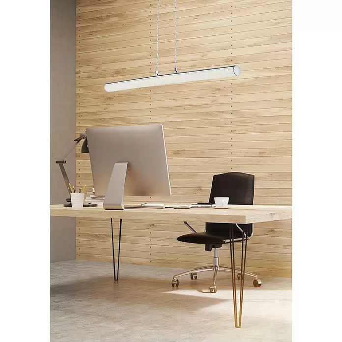 Reality Leuchten LED-Pendelleuchte Leia - 10 W, L x B x H: 9 x 100 x 150 cm, Chrom - Stimmungsaufnahme