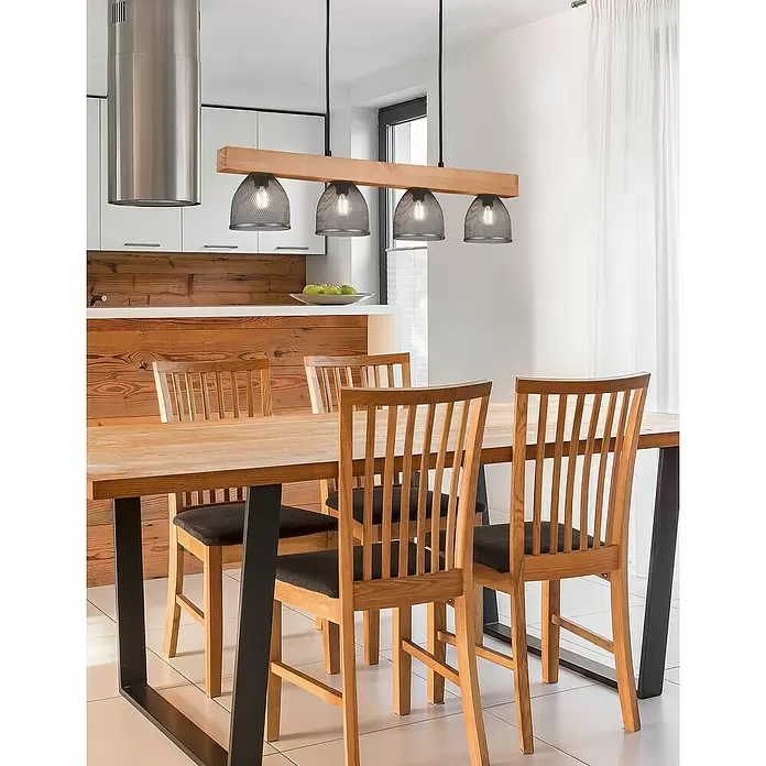 Reality Leuchten Pendelleuchte Cestino - 28 W, L x B x H: 12 x 75 x 150 cm, Nickel, E14 - Stimmungsaufnahme