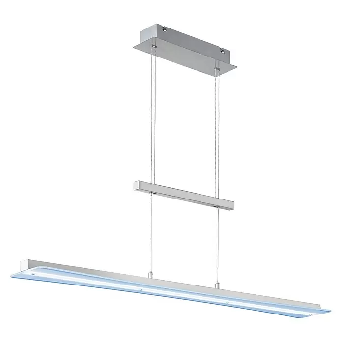 Reality Leuchten LED-Pendelleuchte Smash - 18 W, L x B x H: 12 x 100 x 150 cm, Nickel - Diagonale Ansicht