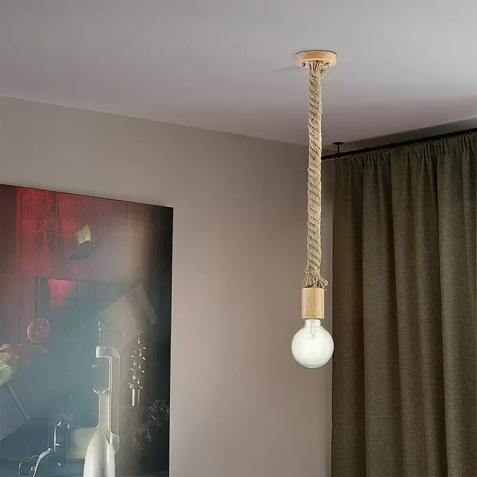 Home Sweet Home Lampenpendel Leonardo - Beige, E27, Naturmaterialien - Stimmungsaufnahme