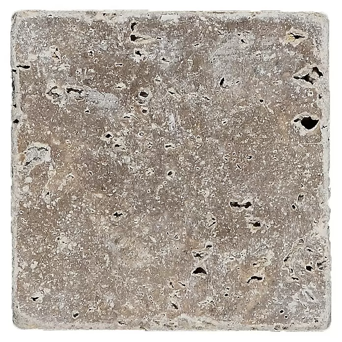 Antiek marmer tegel travertijn walnoot - 10 x 10 cm, Beige, Mat - Bovenaanzicht