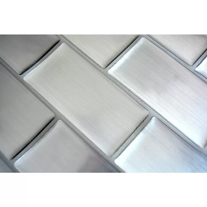 Mozaïektegel Vinyl - 25,5 x 24,8 cm, Zilver, Glanzend - Close-up