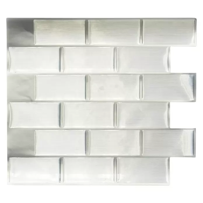 Mozaïektegel Vinyl - 25,5 x 24,8 cm, Zilver, Glanzend - Bovenaanzicht
