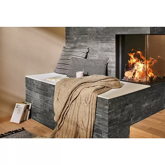 Zelfklevend mozaïek natuursteen tegel SAM 4WV9S - 15 x 60 cm, Leisteen, Zwart - Sfeeropname