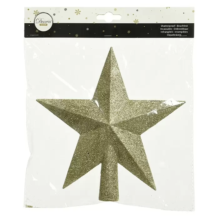 Punta para árbol de Navidad Estrella - Altura: 19 cm, Oro, Brillante - Vista frontal