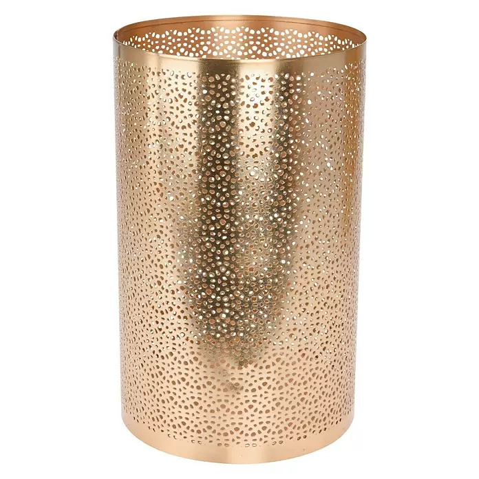 Theelichthouder - 25 cm, Goud, Metaal - Vooraanzicht