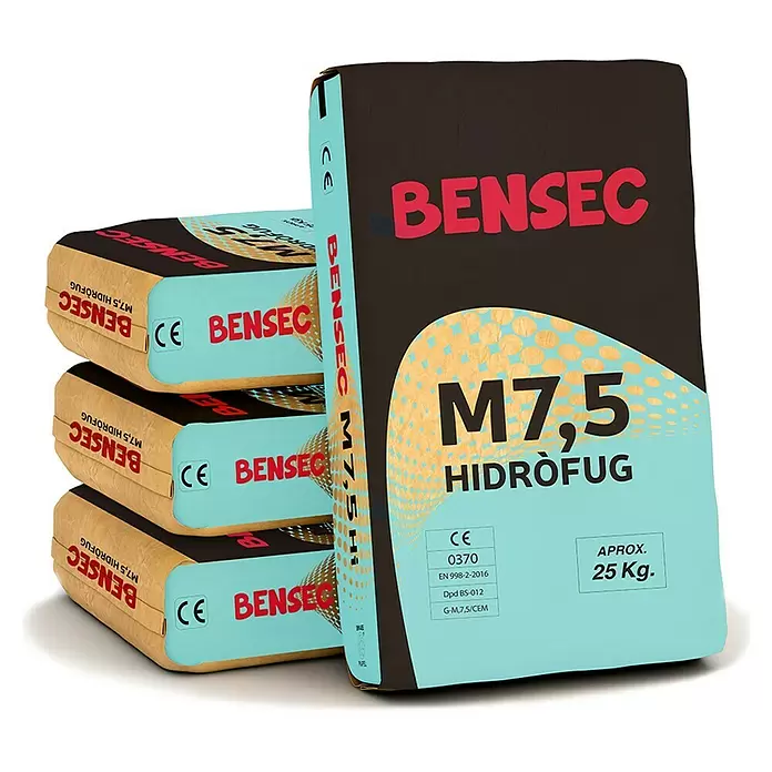 BHS Cataluña Mortero de cemento M-7,5 Hidrófugo - 25 kg, Gris - Vista angular