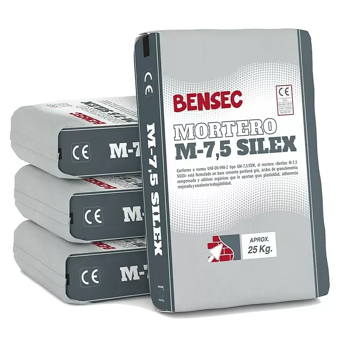 BHS Cataluña Mortero de cemento M-7,5 Sílex - 25 kg, Gris - Vista angular