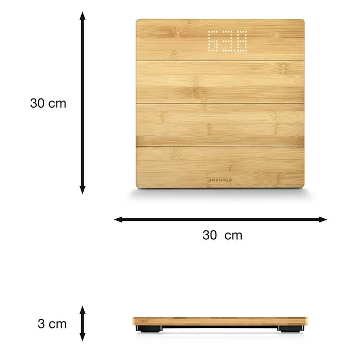 Báscula digital Style Sense Bamboo Magic - Digital, Carga soportada: 180 kg - Dibujo técnico