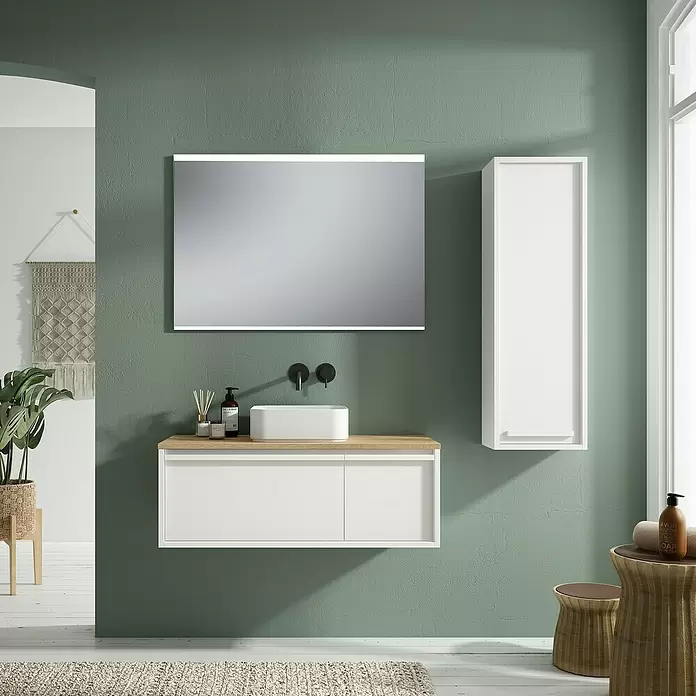 Mueble de lavabo Loira - L x An x Al: 45 x 100 x 35 cm, Blanco, Mate - Foto ambiente