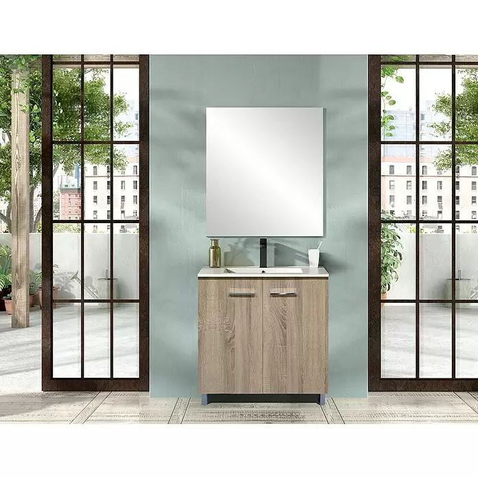 Conjunto de mueble de baño Smart - 80 cm, 3 piezas, Roble cambrian - Foto ambiente