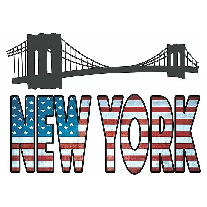 Adhesivos decorativos New York - New York, Azul/Rojo/Negro/Blanco, 67 x 47 cm - Vista frontal