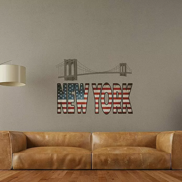 Adhesivos decorativos New York - New York, Azul/Rojo/Negro/Blanco, 67 x 47 cm - Foto ambiente