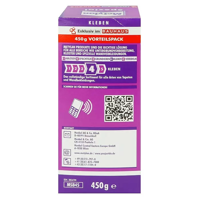 Metylan Spezialkleister - 450 g - Rückansicht