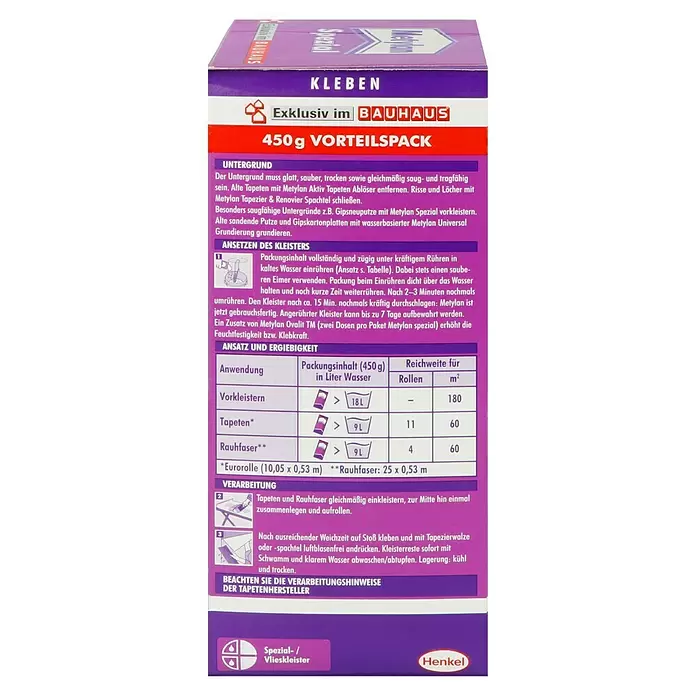 Metylan Spezialkleister - 450 g - Rechte Seitenansicht