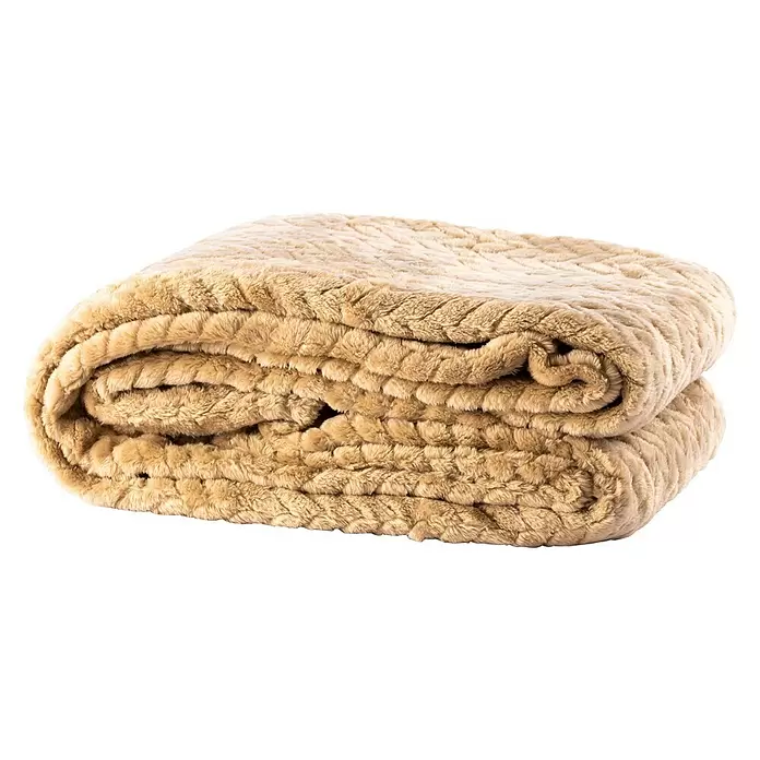 Plaid Suiza - 130 x 150 cm, Beige, Rectangular - Vista frontal