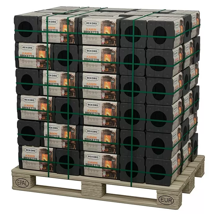 Rekord Braunkohlebriketts - 10 kg, Art Verpackung: Folie - Diagonale Ansicht