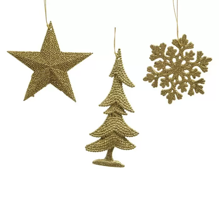 Adornos del árbol de Navidad surtido - Dorado / champán, Plástico, 1 ud. - Vista frontal