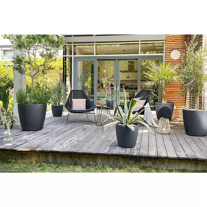 Lechuza Classico Pflanzkübel rund Color - Außenmaß (Ø x H): 70 x 64,5 cm, Kunststoff, Schiefergrau - Stimmungsaufnahme