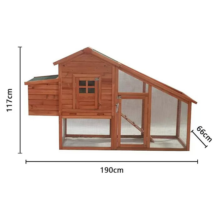 Hühnerstall - L x B x H: 167 x 69 x 100 cm, Ausstattung: 2 Nistplätze, Braun - Skizze