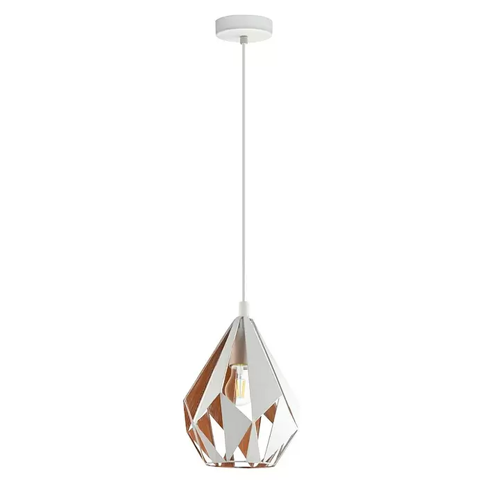 Eglo Carlton 1 Lámpara colgante redonda - 60 W, Ø x Al: 20,5 x 110 cm, Blanco, E27 - Vista frontal