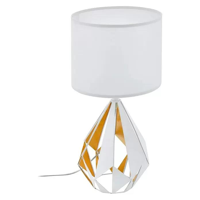 Eglo Carlton 1 Lámpara de sobremesa - 60 W, Ø x Al: 25 x 51 cm, Blanco/Dorado, E27 - Vista frontal