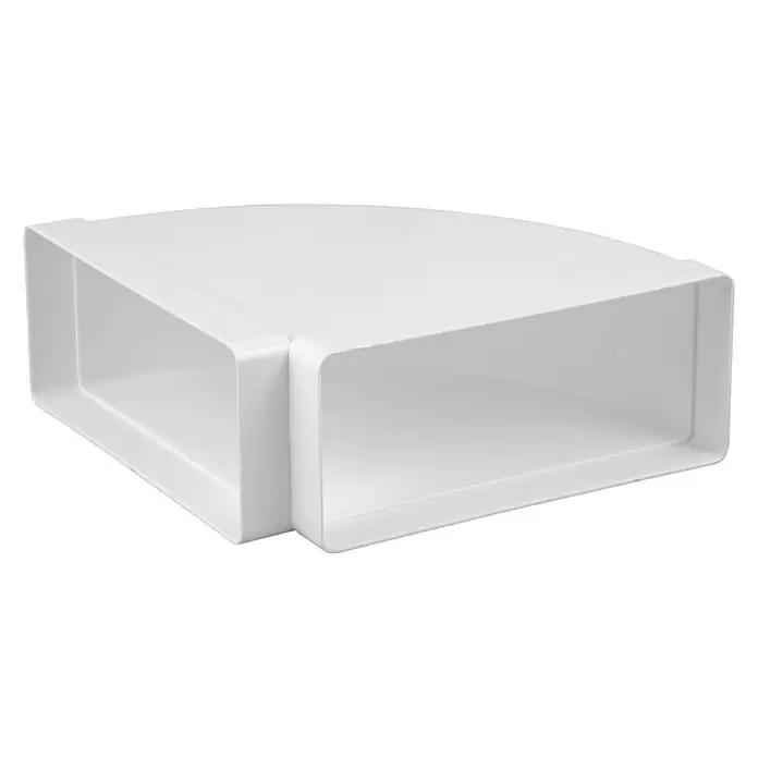 Nedco Hoekstuk Horizontaal - 90 °, Afmeting aansluitstukken: 220 x 90 mm, Kunststof, Wit - Vooraanzicht