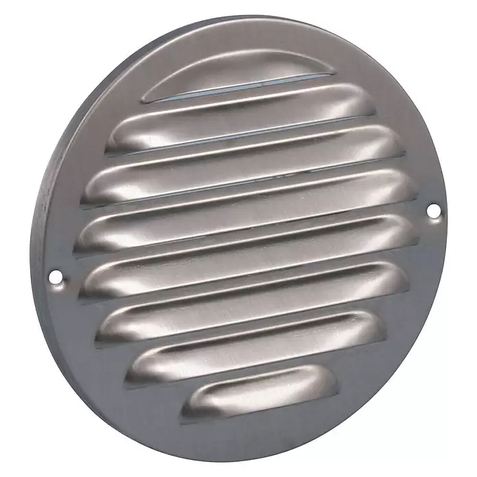 Nedco Rond schoepenrooster - Roestvrij staal, Diameter: 140 mm, Geborsteld RVS - Diagonaal zicht