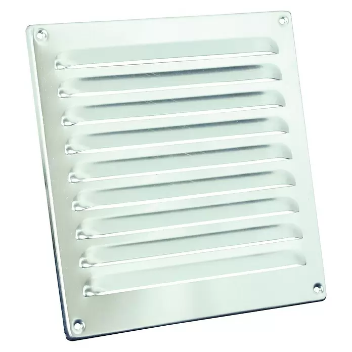 Nedco Schoepenrooster - Aluminium, 200 x 200 mm, Blank aluminium - Diagonaal zicht