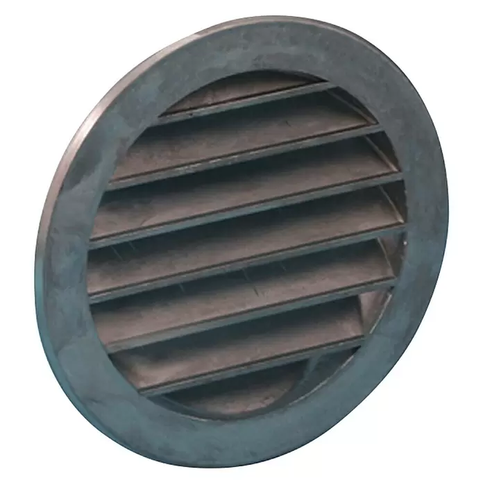 Nedco Rond schoepenrooster - Aluminium, Diameter: 125 mm, Blank aluminium - Diagonaal zicht