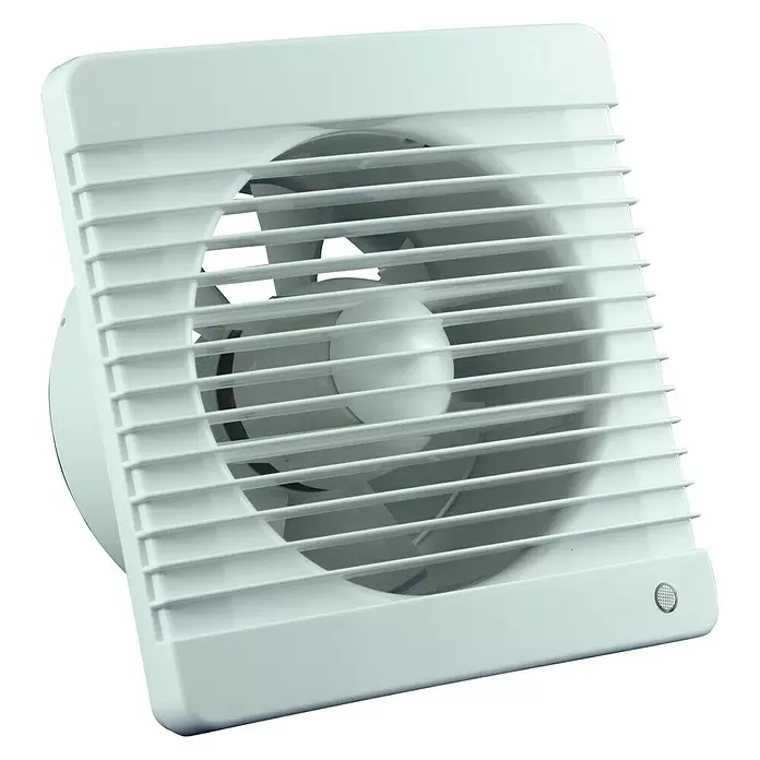 Nedco Ventilator badkamer M 150 - Wit, Diameter aansluitstukken: 150 mm, b x h: 207 x 207 mm - Diagonaal zicht