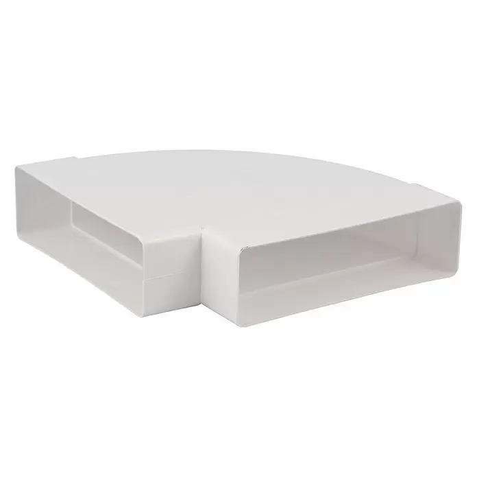 Nedco Vlakkanaalbocht - Afmeting aansluitstukken: 204 x 60 mm, Horizontaal, 90 °, Wit, Kunststof - Diagonaal zicht